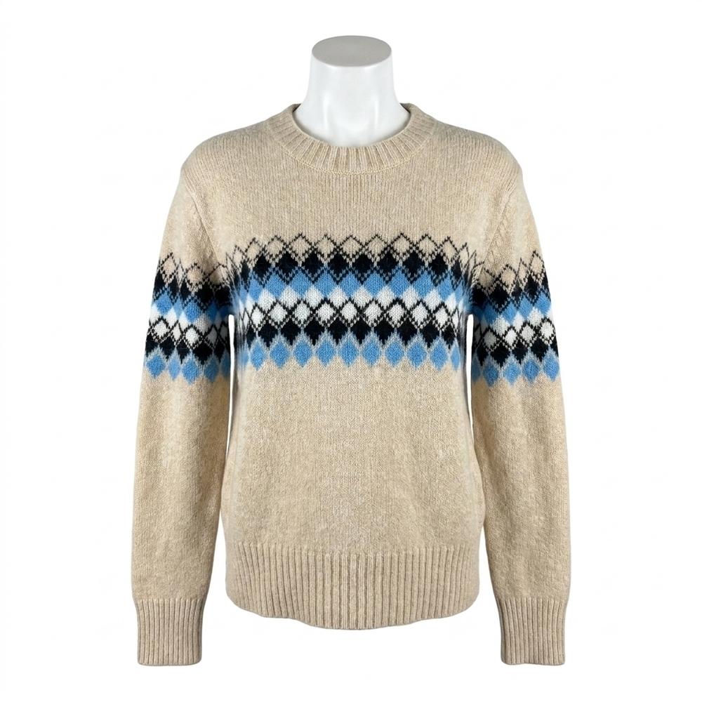 NEW A.L.C. women's nathan diamond knit sweater in beige
